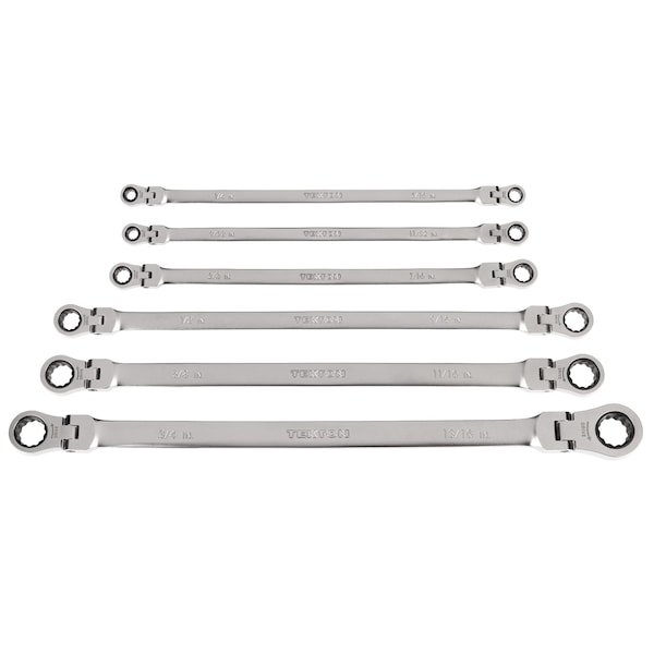 Long Flex Head 12-Point Ratcheting Box End Wrench Set, 6-Piece (1/4-13/16 in.)